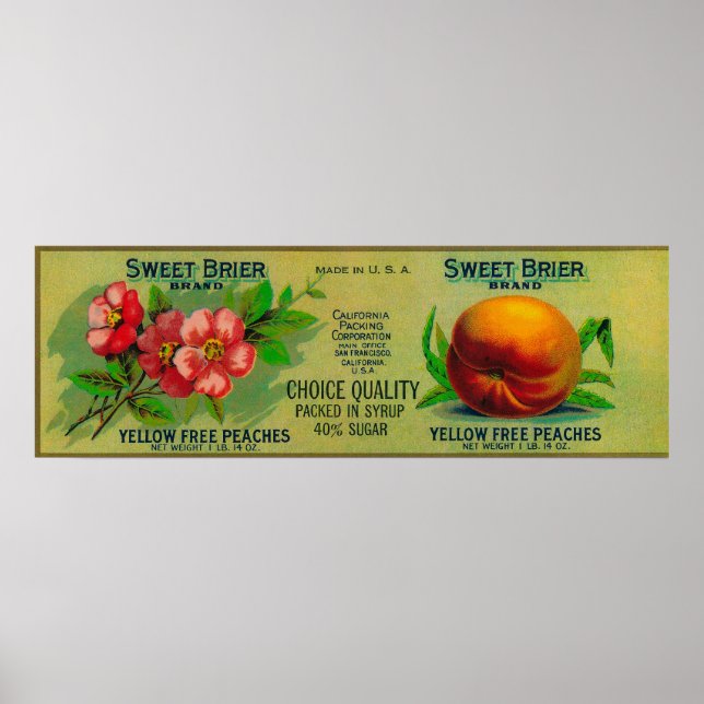 Söt Brier Peach-etikett Poster (Framsidan)