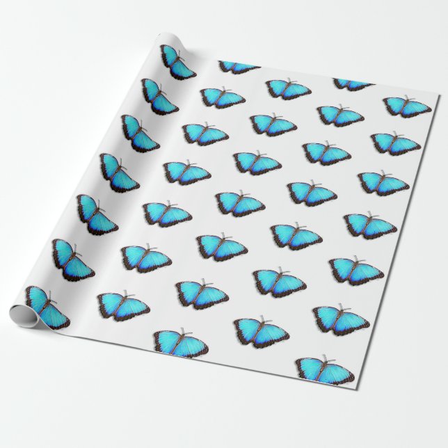 Söt bright blue Butterfly Gift Wrap Presentpapper (Utrullad)
