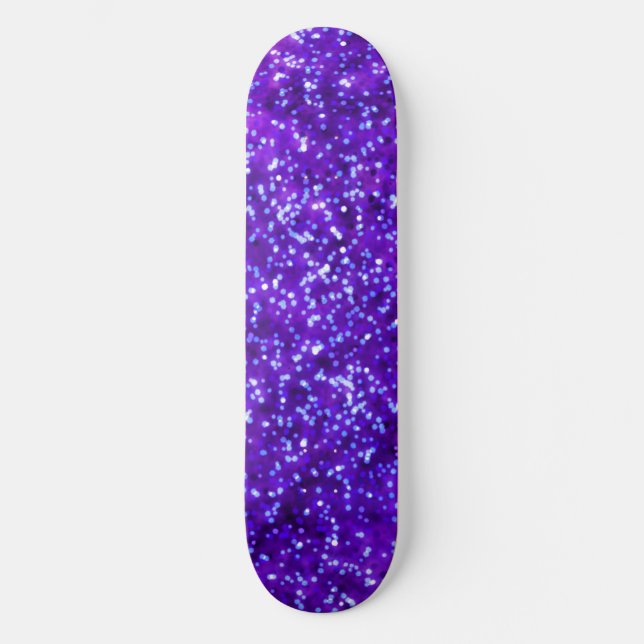 Söt Bright Lila Faux Glitter Design Mini Skateboard Bräda 18,5 Cm (Framsida)