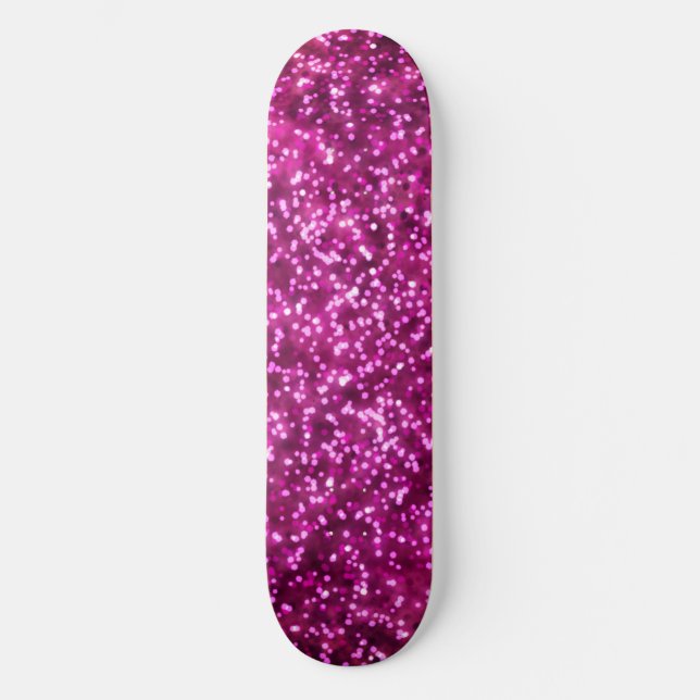 Söt Bright Rosa Faux Glitter Design Mini Skateboard Bräda 18,5 Cm (Framsida)