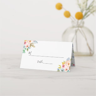 Söt Bright Watercolor Blommigt Bröllop Placeringskort