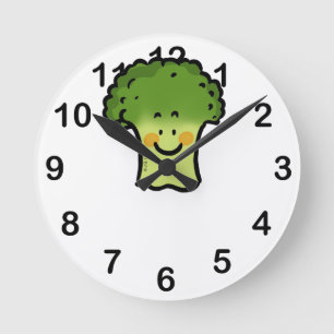söt broccoli rund klocka