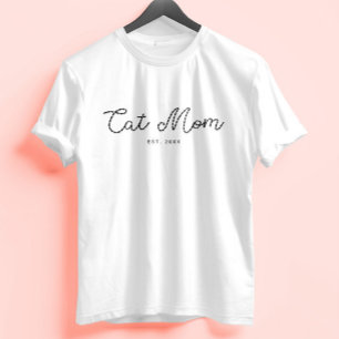 Söt Broderad Kattälskande Mamma Lägg Till Din Text T Shirt