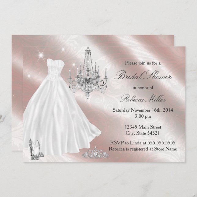 Söt Bröllop Dress Möhippa Inbjudan (Fram/baksida)