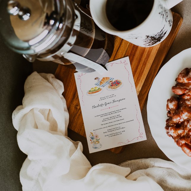 Söt bröllopsfest brunch-inbjudan i akvarell inbjudningar (Skapare uppladdad)