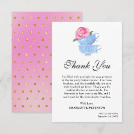 Söt Bröllopsfest med Vattenfärg och Tekoppstemata Tack Kort