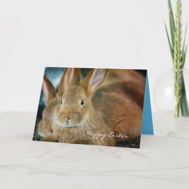 Söt Brown Bunny Anpassningsbar Påsk Card Helgkort (Framsida)