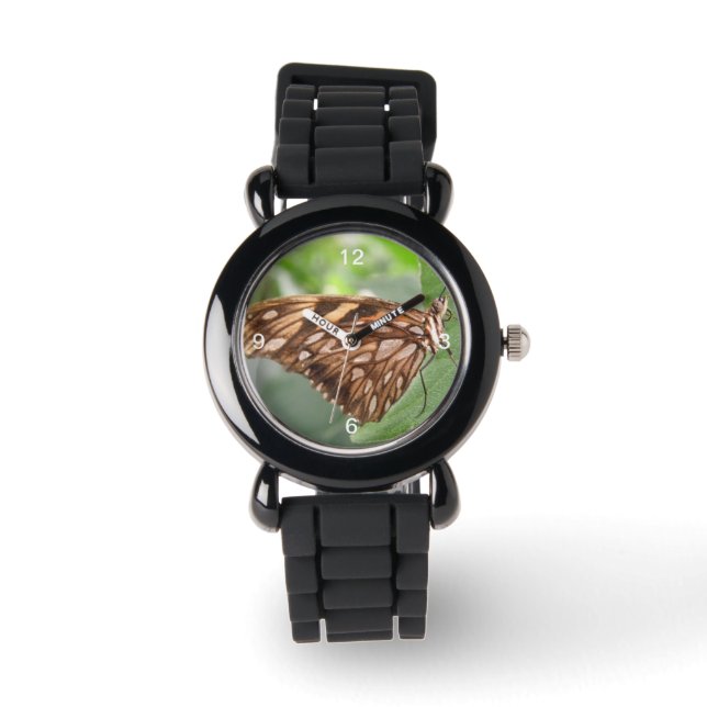 Söt Brown Butterfly Glitter Watch Armbandsur (Framsida)
