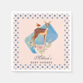 Söt Brown Fawn med Bird and Ro Baby Shower Pappersservett