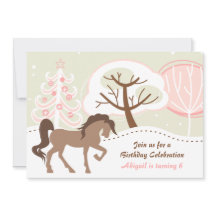 Söt Brown Horse Rosa Winter Birthday