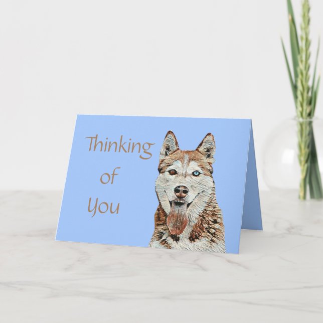 Söt Brown och White Husky Greeting Card Kort (Framsida)