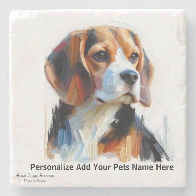 Söt Browns Beagle /PERSONALISERA Stenkoft Stenunderlägg (Framsidan)