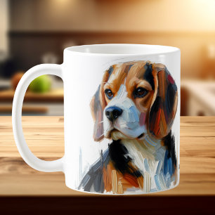 Söt Browns Porträtt Av Beagle Kaffemugg