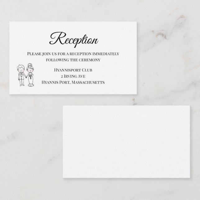 Söt Brud Brudgum Svart Vitt Bröllopsmottagning Tilläggskort (Fram/baksida)