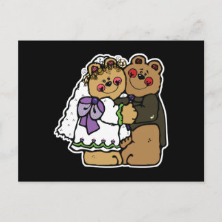 söt brud och brudgum teddybjörn design vykort