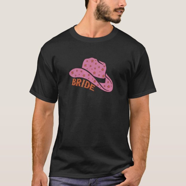 Söt brudtärna möhippa brud rosa Cowg T Shirt (Framsida)