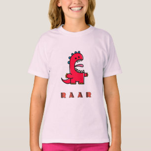 Söt Brüllande Röd Dinosaurie RAAR Barn T Shirt