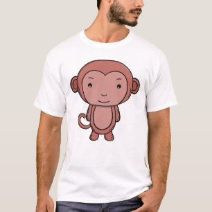 Söt Brun Apa Kawaii Djungeldjur Tecknad T Shirt