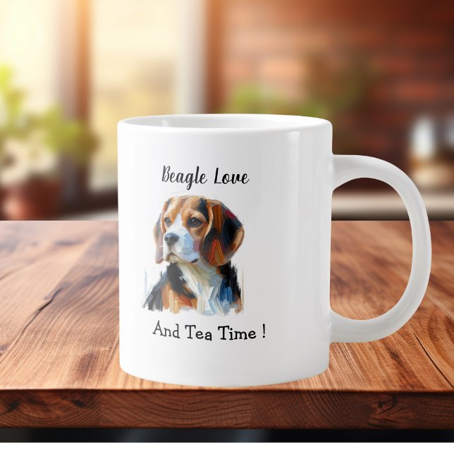 Söt Brun Beagle Personliggör Jumbo Mugg (Skapare uppladdad)