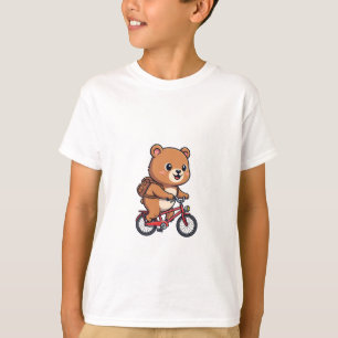 Söt Brun Björn Cykling Ryggsäck Barn T Shirt