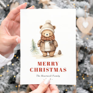 Söt Brun Björn God Jul Julkort Helg Vykort