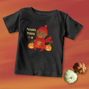 Söt Brun Björn med Pumpa för Småbarns T-Shirt