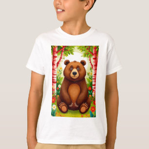 Söt Brun Björn Tecknad Film T Shirt