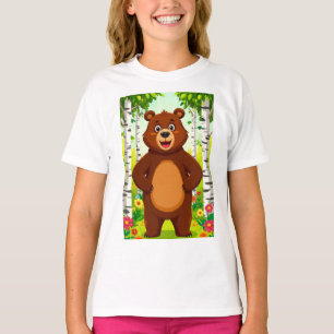 Söt Brun Björn Tecknad Film T Shirt