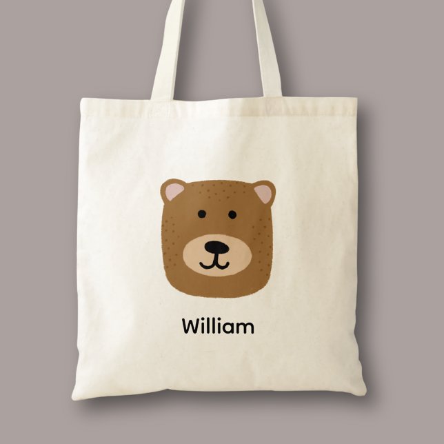 Söt brun björn tygkasse (Cute brown bear personalized tote bag)
