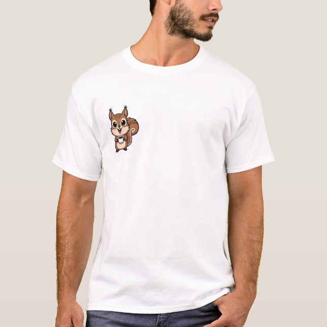 Söt Brun Ekorre Tecknad Bild T Shirt (Framsida)