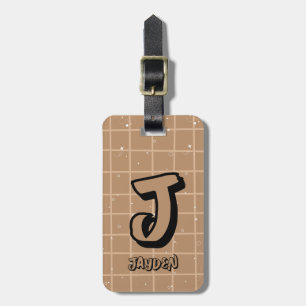 Söt Brun Gingham Bagagebricka