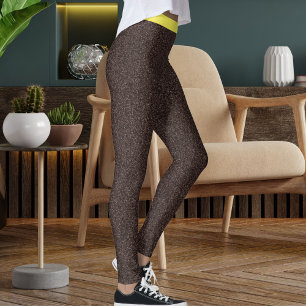 Söt Brun Gul Glitter Mönster Ränder Leggings