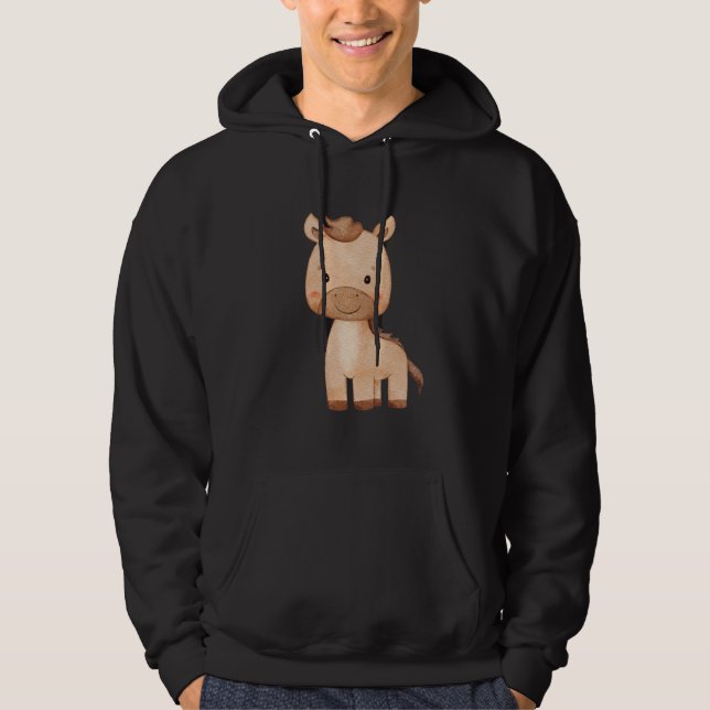 Söt Brun Häst  Hoodie (Framsida)