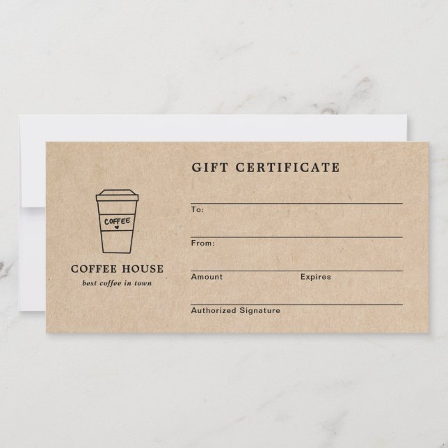 Söt Brun Kaffebar Gåvovoucher (Framsida)