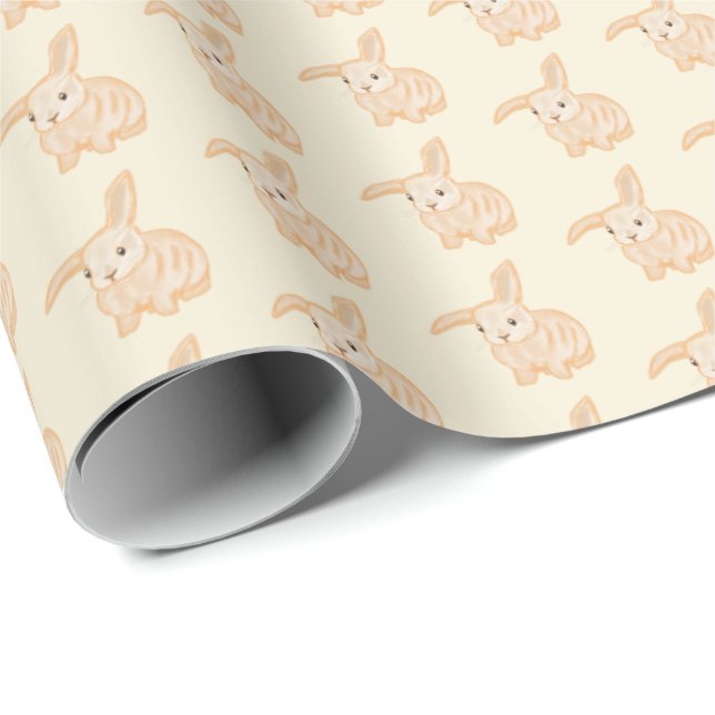 Söt Brun Kanin Kanin - genomskinlig på beige. Presentpapper (Rullad Hörn)