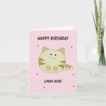 Söt brun katt rosa mönster glad födelsedag