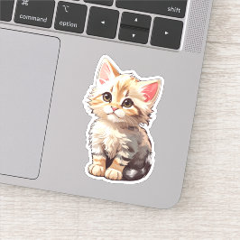 Söt Brun Kawaii Kattunge Klistermärken