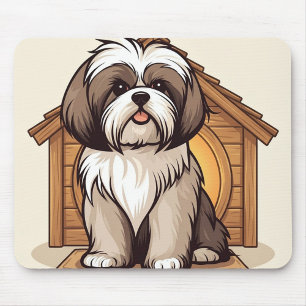 Söt brun och vit Shih Tzu Musmatta