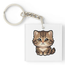 Söt brun tabby kattunge akrylnyckelring