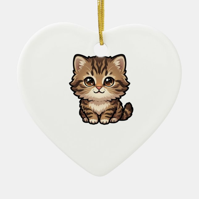 Söt Brun Tabby Kattunge Ornament (Framsidan)