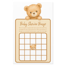 Söt Brun Teddybjörn Baby Shower Bingo Spel
