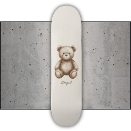 Söt Brun Teddybjörn och Namn Mini Skateboard Bräda 18,5 Cm