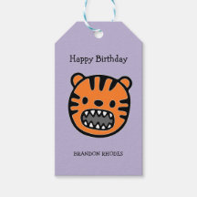 Söt brun tiger ansikte lila