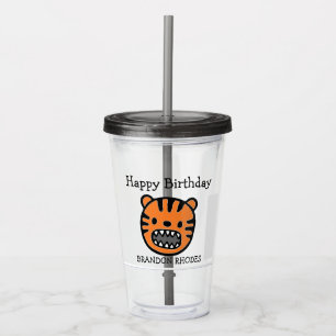 Söt brun tiger ansikte lila take away mugg