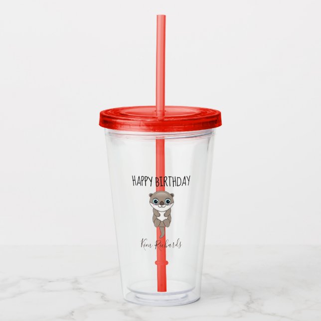 Söt brun utter grädde födelsedag take away mugg (Framsida)