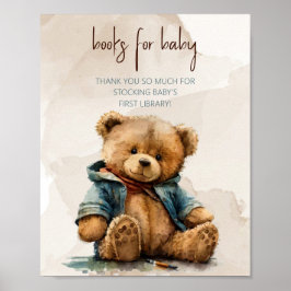 Söt brun vattenfärgad nalle Babykläder Poster