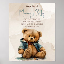 Söt brun vattenfärgad nalle Babykläder Poster