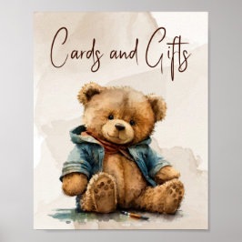 Söt brun vattenfärgad nalle Babykläder Poster
