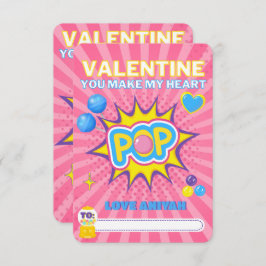 Söt bubbelgummi klassrumsvalentin-foto anteckningskort