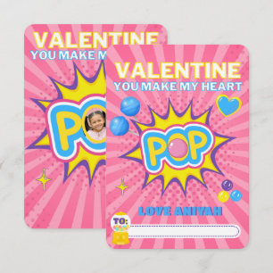 Söt bubbelgummi klassrumsvalentin-foto anteckningskort